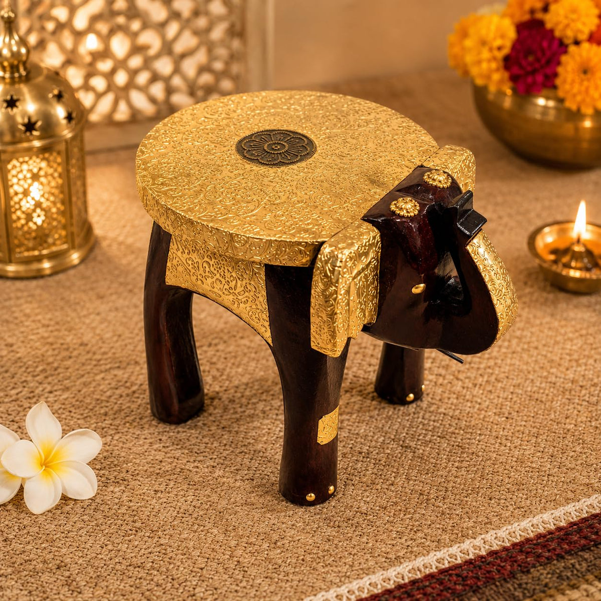 Wood To Cart Wooden Elephant Table Cum Stool/Elephant Table/Cum Side Table, For Home/Office/Living Or Bedroom Decor/Handcrafted