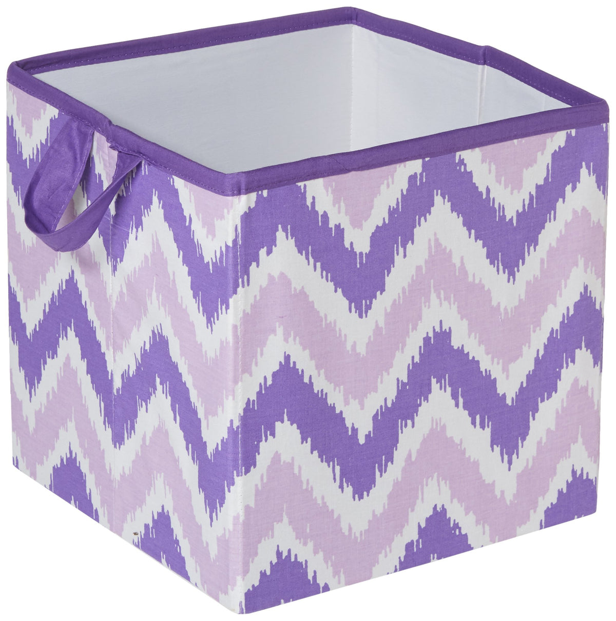 Bacati - Small Storage Tote Mix N Match Ikat Chevron/Dots Purple10 x 10 x 10 inches