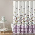 Lush Decor Flutter Butterfly Shower Curtain, 72' X 72', Lilac