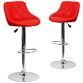 2 Pk. Red Vinyl Bucket Seat Adjustable Height Barstool with Chrome Base