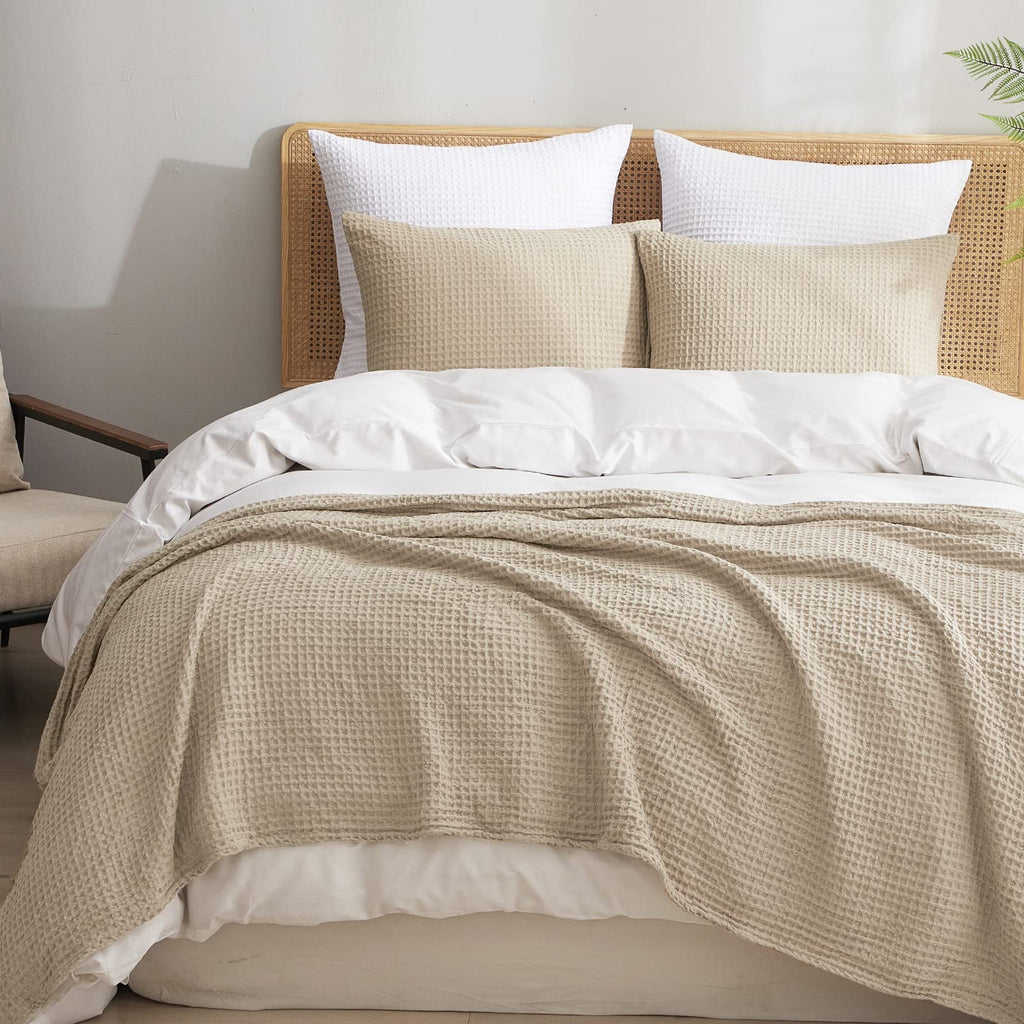 Phf Ultra Soft Waffle Weave Pillowcases Standard Size 20' X 26' 2 Pack, No Insert, Breathable Skin-Friendly Pillow Shams, Decorative Waffle Weave Pillow Case Covers, Khaki