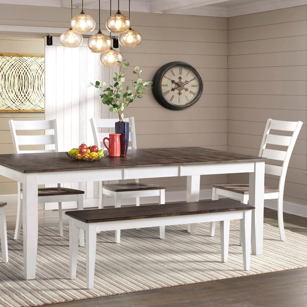 Intercon Kona Backless Bench with Wood Seat and 4 Legs, Gray & White