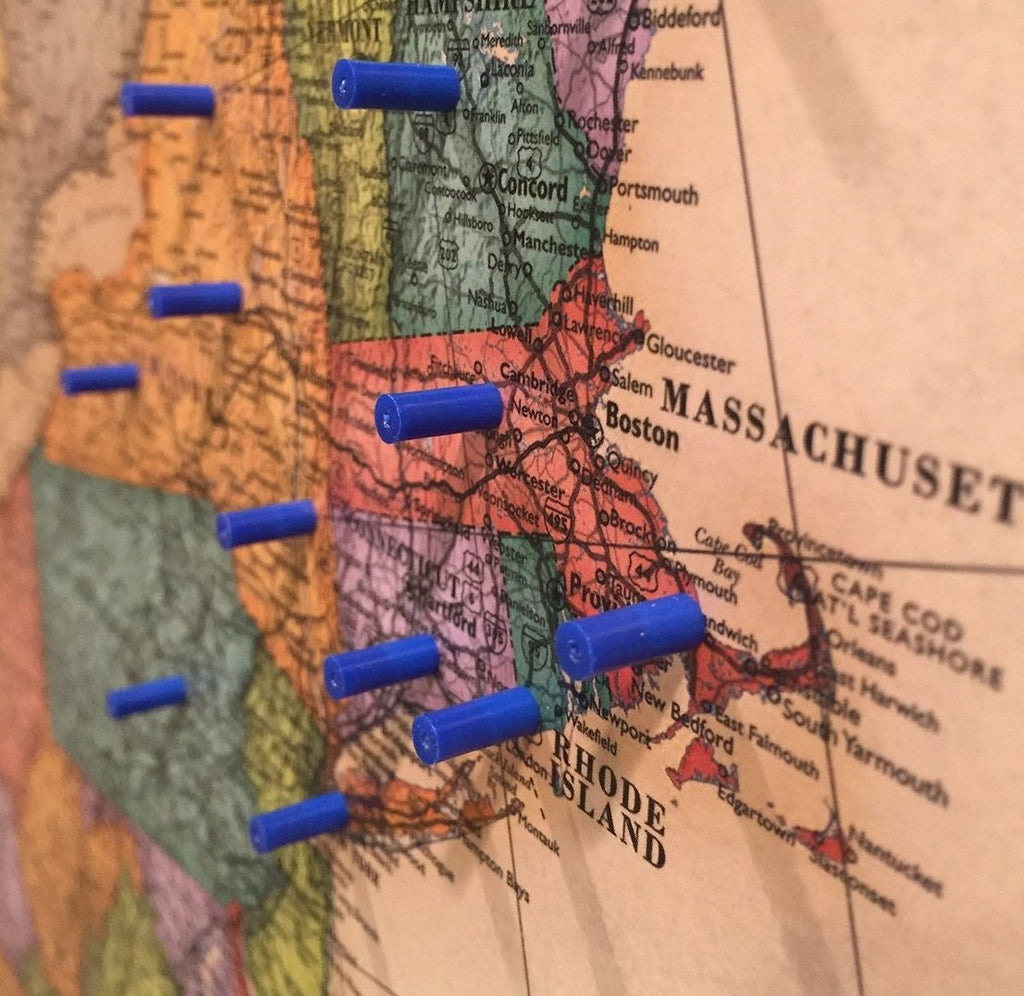MapMagnets Magnetic Pins - 40 Assorted Colors, 4mm x 10mm, Small, Blue, Plastic, Model FBA_MM-X-004