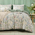Mixinni Sage Green Duvet Cover Set Queen-Exquisite Floral Queen Size Comforter Set For All Seasons, 3 Pieces, 1 Wildflower Plant