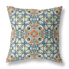 HomeRoots Blue Cream Orange Blue Cream Cloverleaf Boho Suede Throw Pillow
