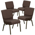 4 Pk. 21 Extra Wide Brown Fabric Stacking Church Chair - Gold Vein Frame