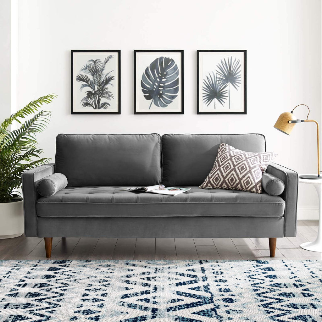 Modway Eei-3764-Gry Valour Performance Velvet Sofa, Gray