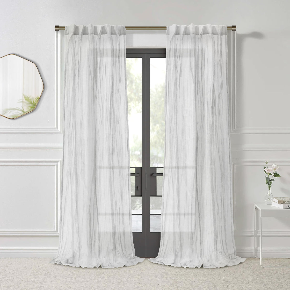 Richmark International Paloma Sheer Dual Header Curtain Panel 52 x 63 in White