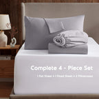 Nestl King Size Sheets Set - 4 Piece King Sheets, Deep Pocket, Hotel Luxury, Extra Soft, Breathable And Cooling, Grey Lavender King Bed Sheets