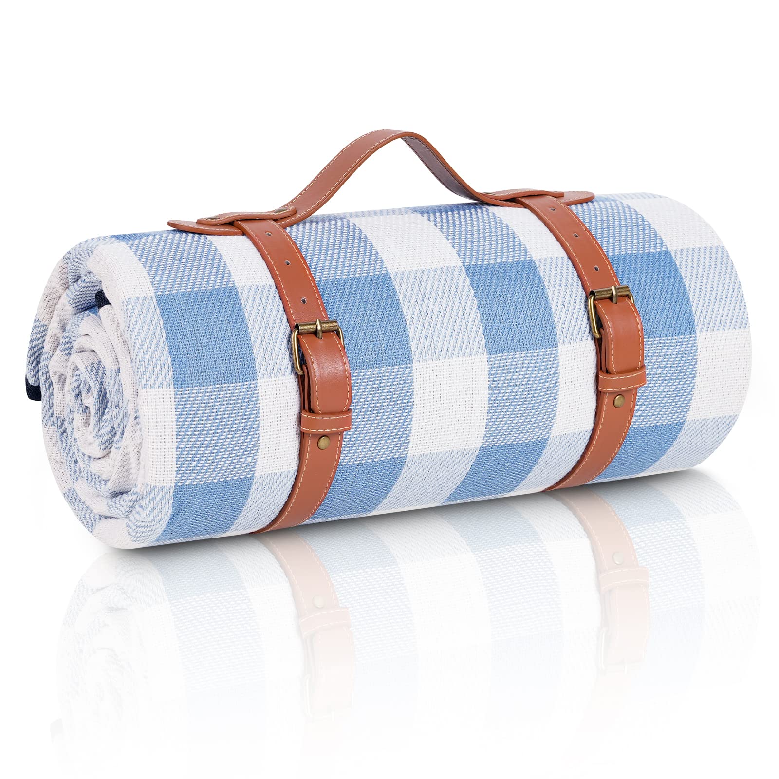 Sapsisel 80   X 80    Picnic Blanket Extra Large, Waterproof And Foldable Beach Blanket, 3-Layer Outdoor Blanket For 6 To 8 Adul