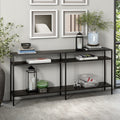Henn&Hart 64 Wide Rectangular Console Table with Metal Shelves in Blackened Bronze, Entryway Table, Accent Table for Living Room