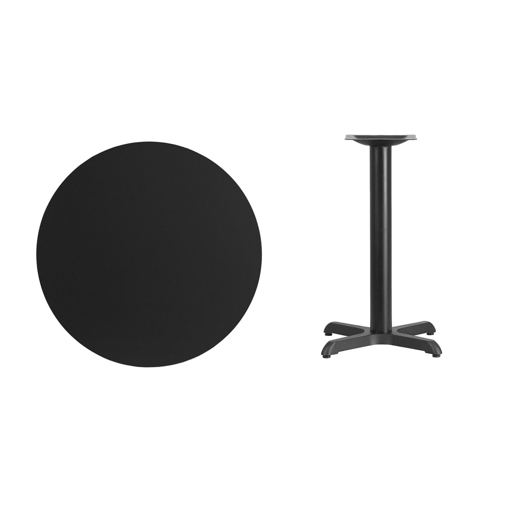 Flash Furniture Stiles 30'' Round Black Laminate Table Top with 22'' x 22'' Table Height Base