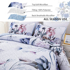 Floral Quilt Set Queen 3 Pieces Light Blue Floral Quilt Coverlet Set Soft Microfiber Lightweight Light Blue Quilted Bedspread Fo
