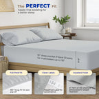 Thread Spread Luxury Egyptian Cotton Full Stripe Sheet Set, 600 Thread Count Extra Long Staple 4 Pc Set, Full Damask Sheets, Soft, Cooling Sateen Weave Striped Sheets Upto 18' Deep Pocket - Silver