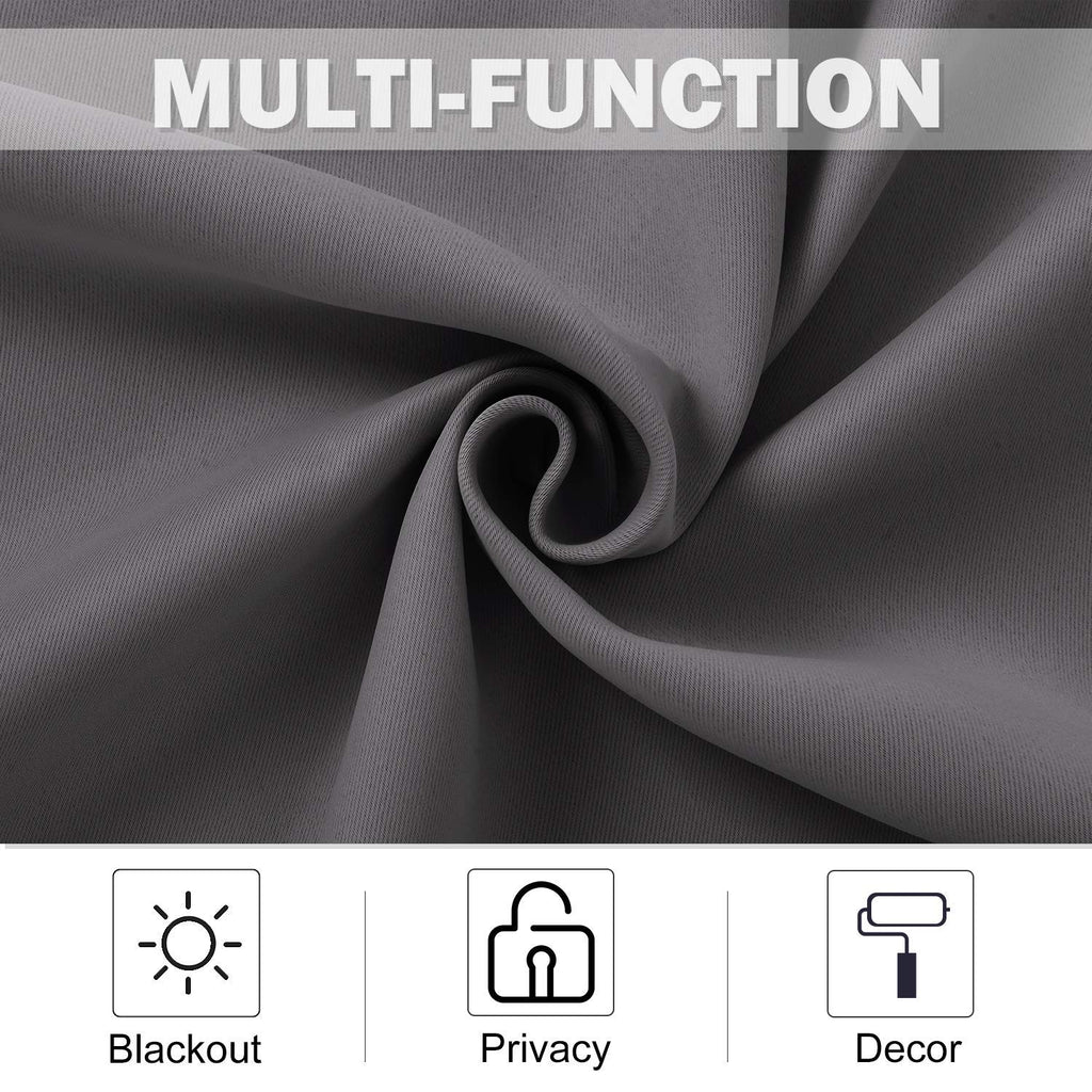 Nicetown Kitchen Blackout Tiers Window Curtains Over Sink - Thermal Insulated Home Decor Small Blackout Grommet Winow Tiers For Short Window (52W By 24L With 1.2 Inches Header, Grey, 2 Panels)