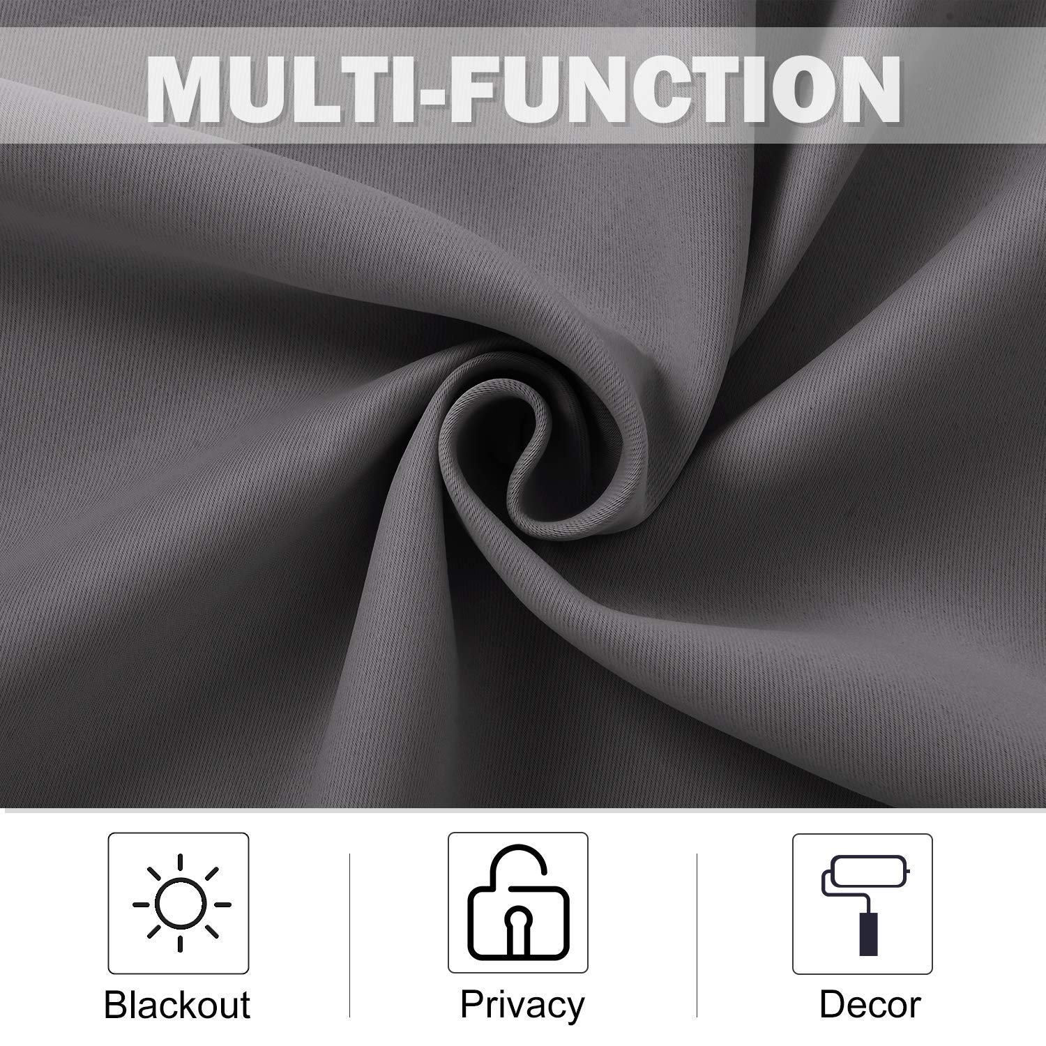 Nicetown Kitchen Blackout Tiers Window Curtains Over Sink - Thermal Insulated Home Decor Small Blackout Grommet Winow Tiers For Short Window (52W By 24L With 1.2 Inches Header, Grey, 2 Panels)