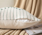 Caflife Boho Throw Pillow Covers 24X24 Set Of 2 Decorative Pillows For Bed, Neutral Pillow Covers Beige With Green Line Throw Pi