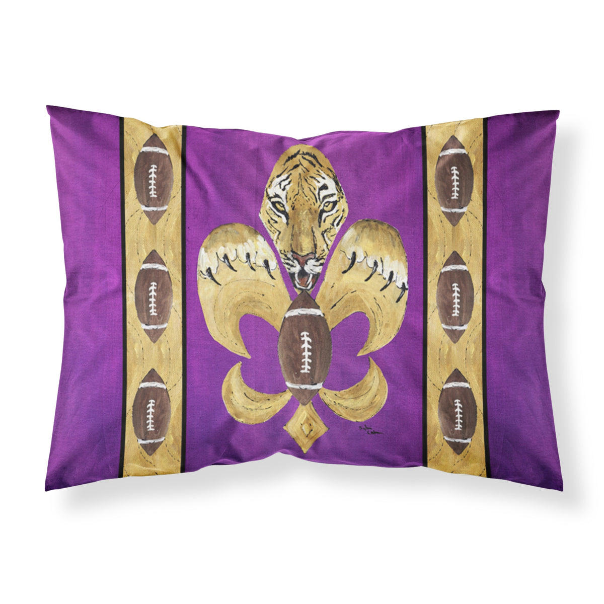 'Caroline'S Treasures 8205Pillowcase Tiger Football Fleur De Lis Moisture Wicking Fabric Standard Pillowcase, Large, Multicolor