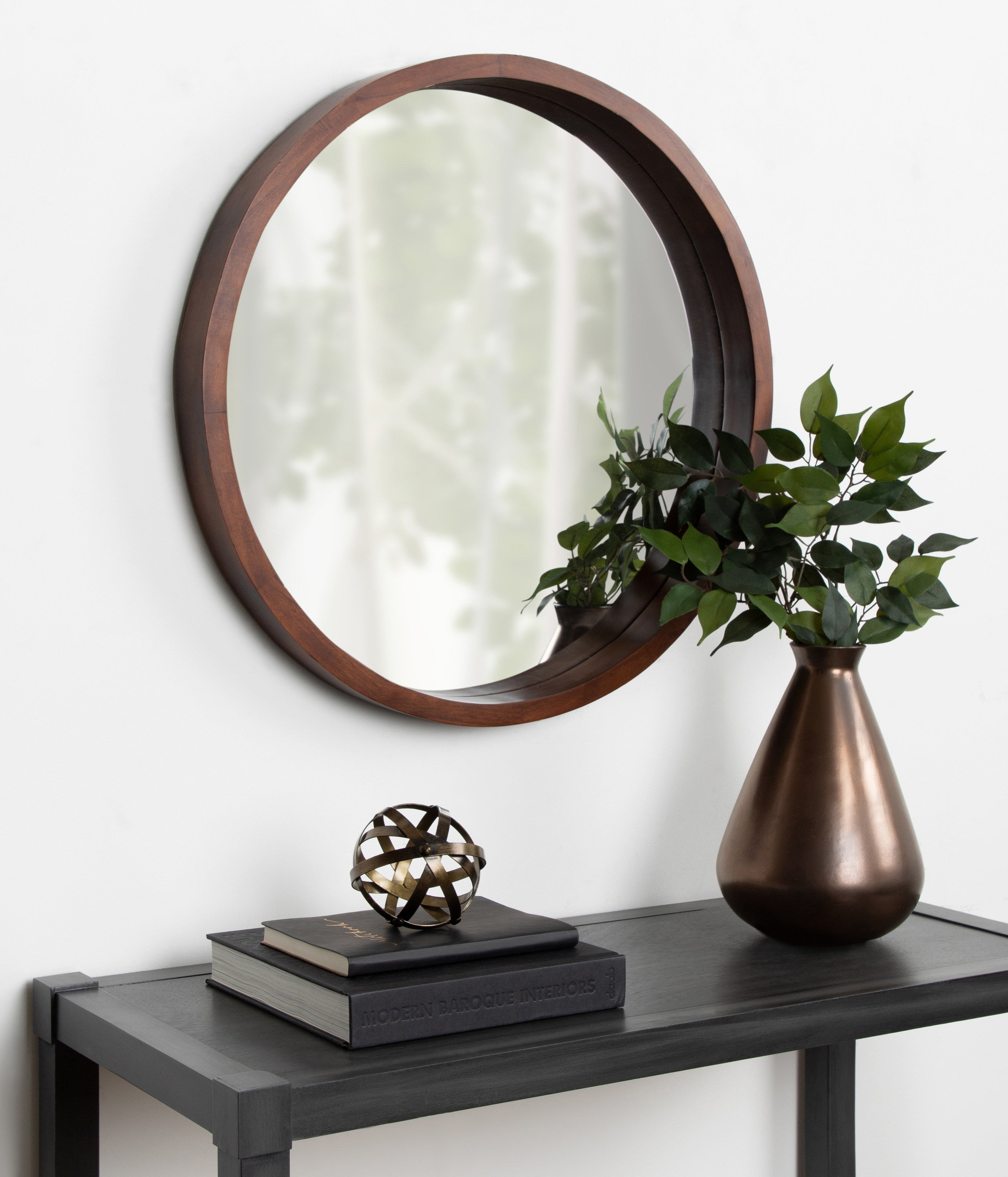 Hutton Round Wood Wall Mirror