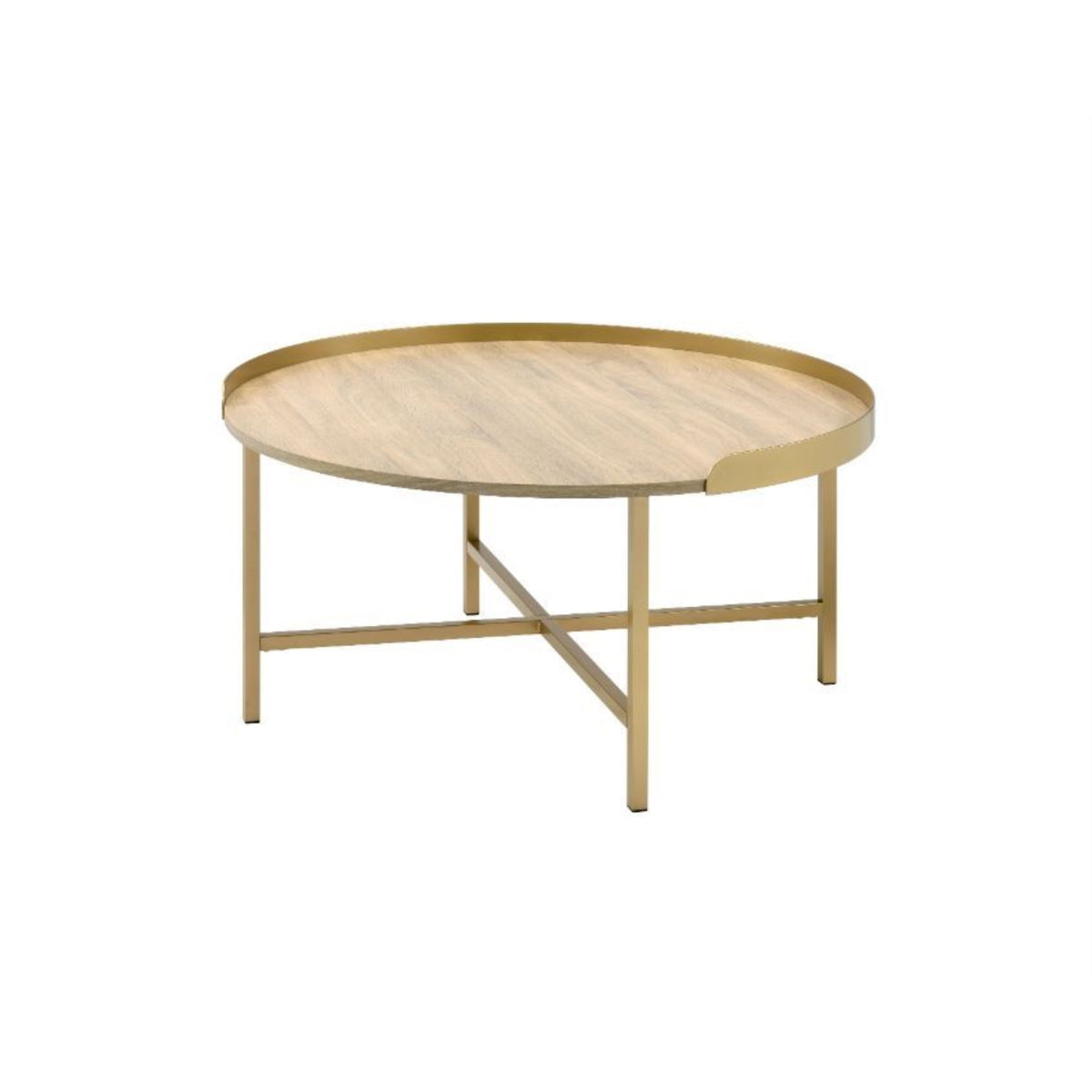 Ergode Coffee Table Oak Table Top & Gold Finish