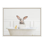 Sylvie Bunny In Bubble Bath Neutral Style Framed Canvas by Amy Peterson Art Studio