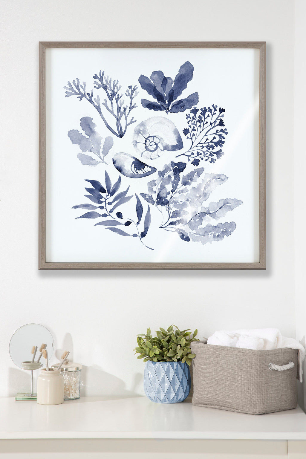 Blake Indigo Shells Framed Printed Acrylic by Sara Berrenson