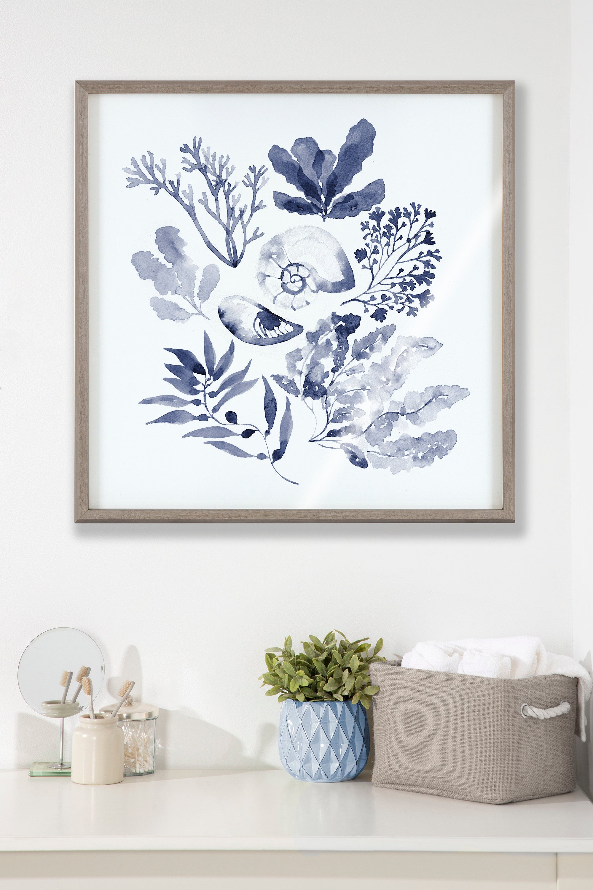 Blake Indigo Shells Framed Printed Acrylic by Sara Berrenson