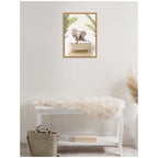 Sylvie Baby Elephant 3 in Palms Bathtub Framed Canvas by Amy Peterson