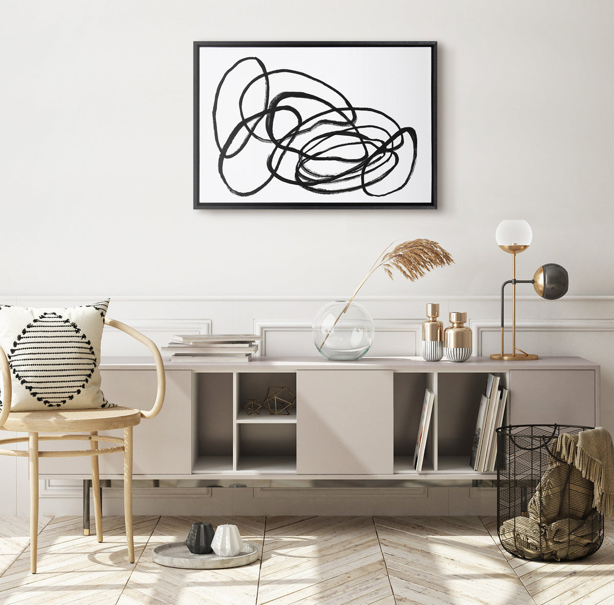 Sylvie Ring of Light 2 Framed Canvas by Nikki Chu