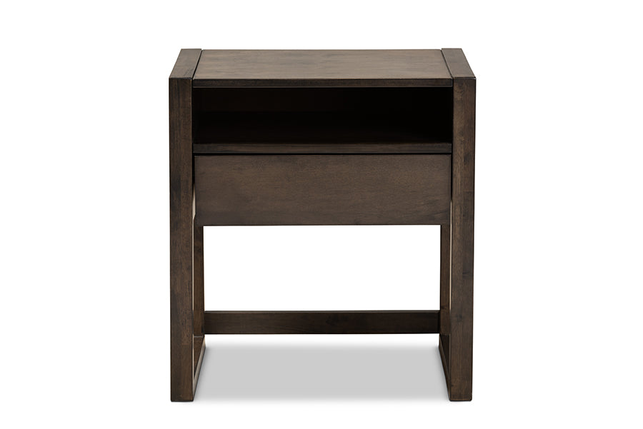 Baxton Studio Inicio Modern And Contemporary Ash Brown Finished 1Drawer Wood Nightstand