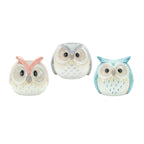 Melrose Set Of 3 Terra Cotta Owl With Blue Finish 85083Ds