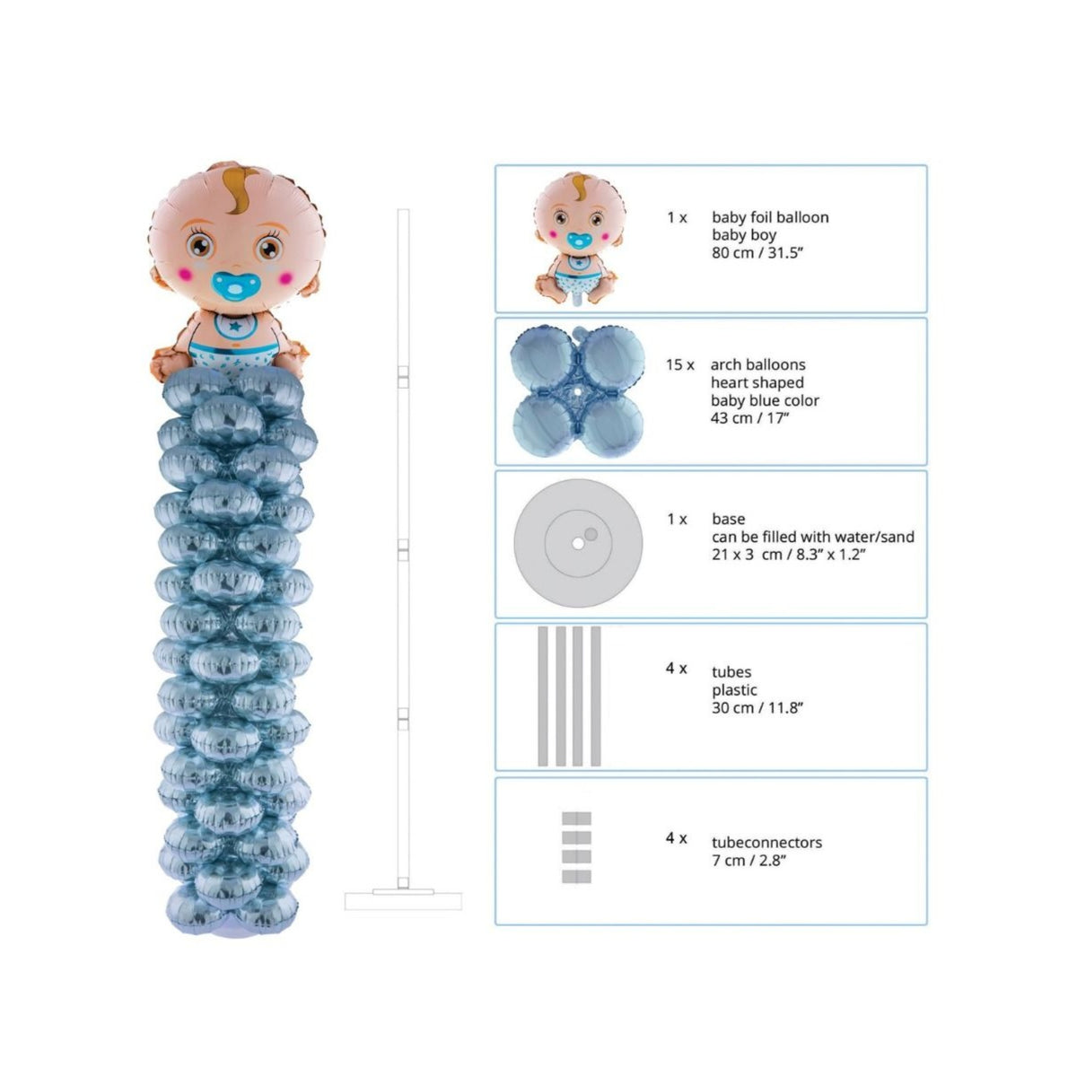 Balloonfoilbaby Boy Stand66 Inch Blue