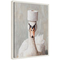 Sylvie Toilet Paper Roll on White Swans Head Bathroom Art Framed Canvas by The Creative Bunch Studio