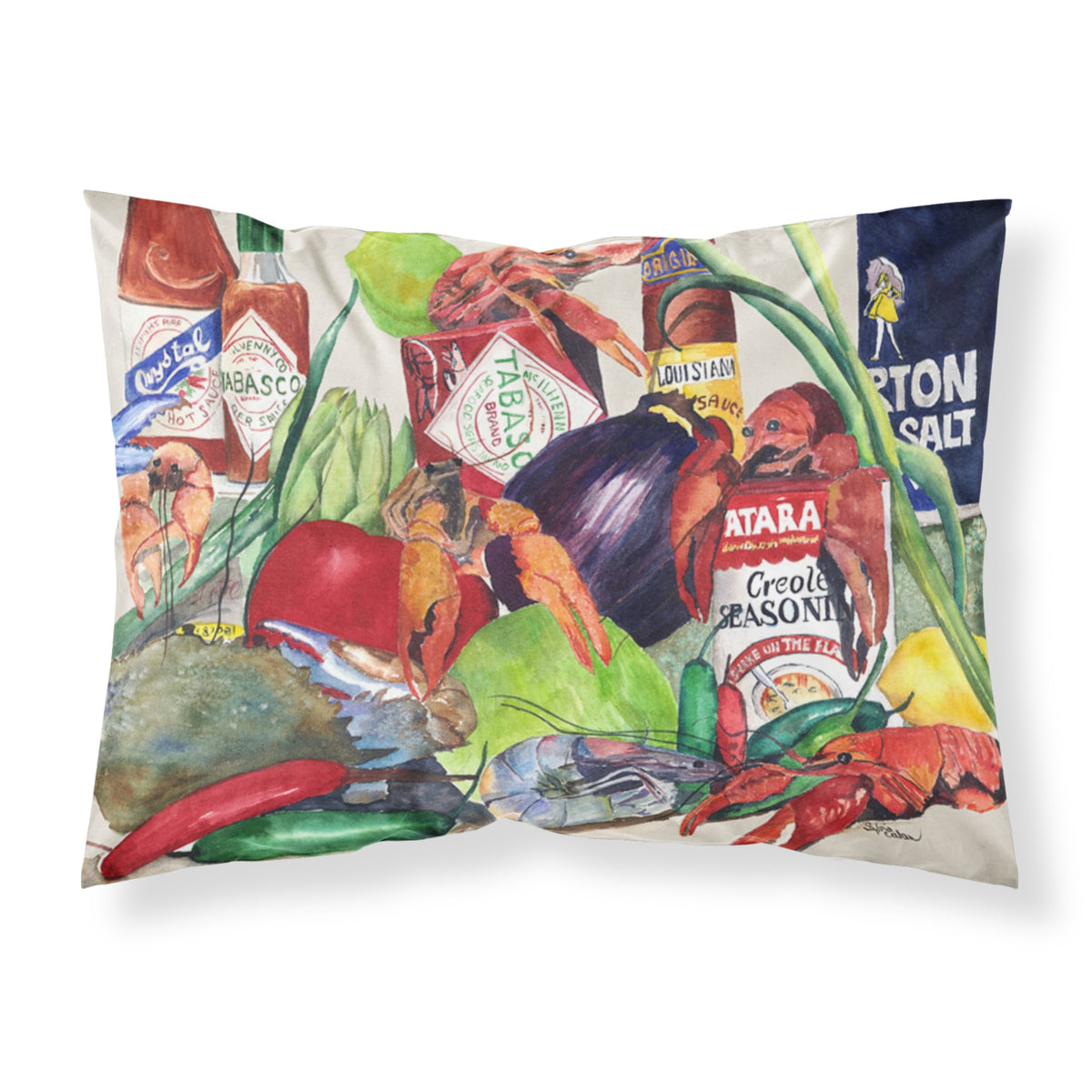 'Caroline'S Treasures 8540Pillowcase Louisiana Spices Moisture Wicking Fabric Standard Pillowcase, Large, Multicolor'