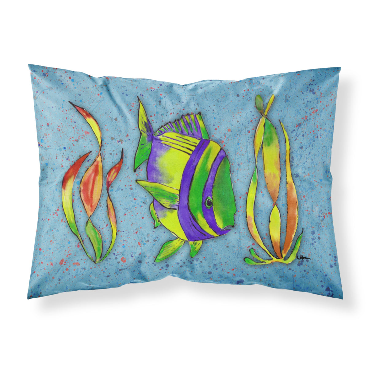 'Caroline'S Treasures 8570Pillowcase Tropical Fish On Blue Moisture Wicking Fabric Standard Pillowcase, Large, Multicolor'