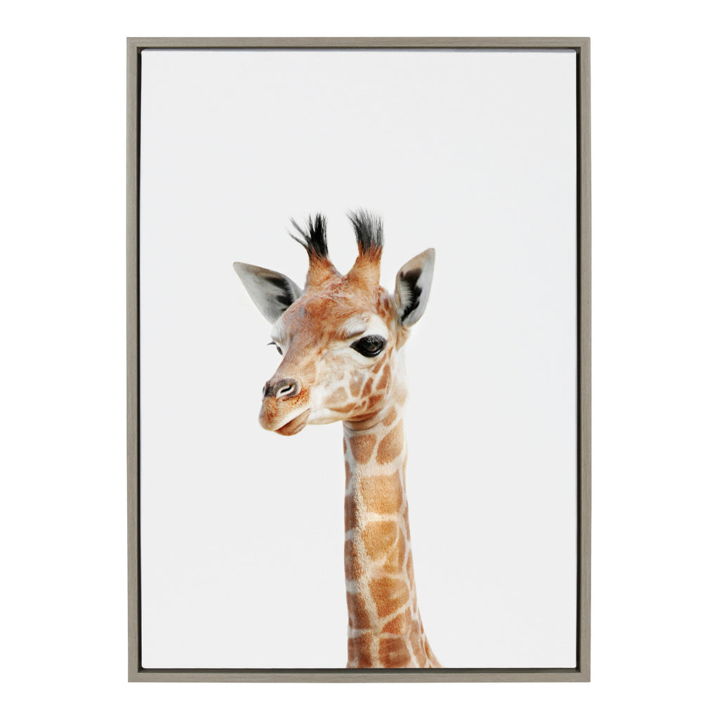 Sylvie Baby Giraffe Framed Canvas by Amy Peterson
