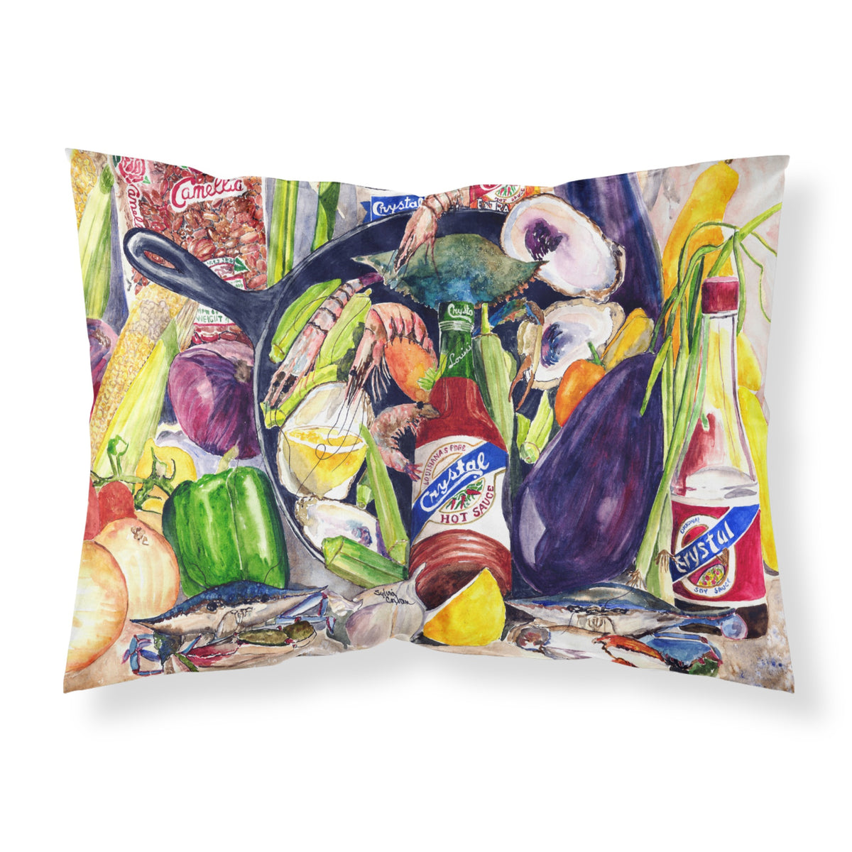 'Caroline'S Treasures 8641Pillowcase Crystal Hot Sauce With Camellia Beans And Black Skillet Fabric Standard Pillowcase, Large,