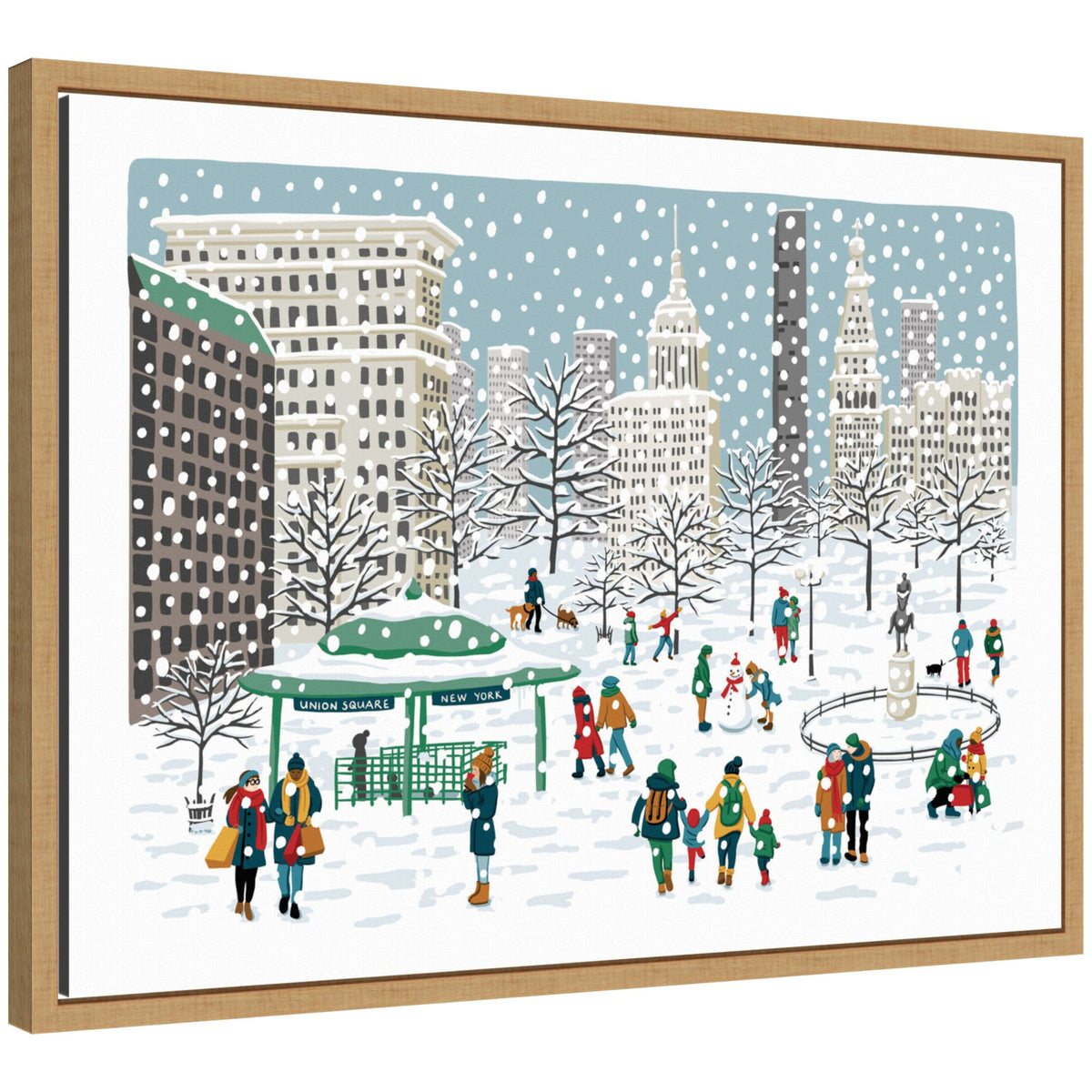 Sylvie Framed Canvas Union Square in Snow by Bex Morley Design
