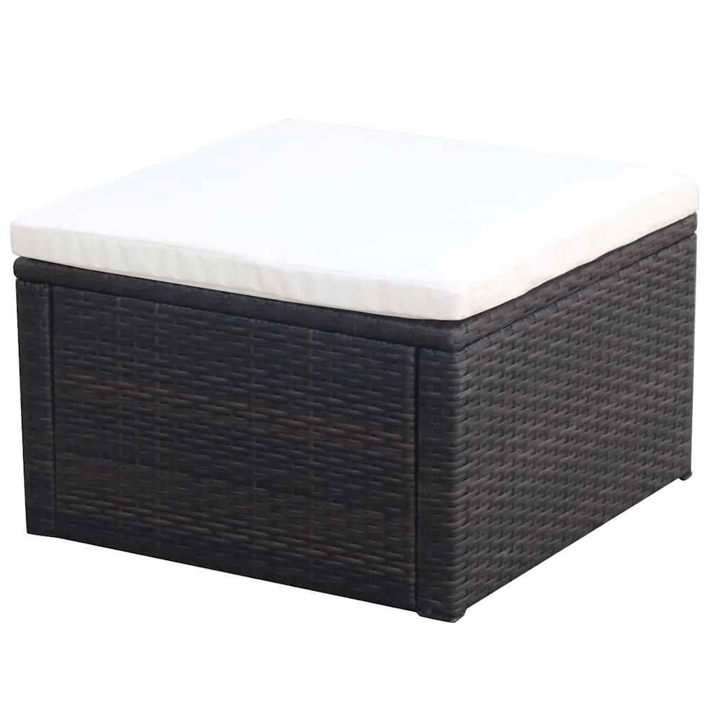 Vidaxl Footstool Ottoman Poly Rattan 21inchX21inchX11.8inch Brown