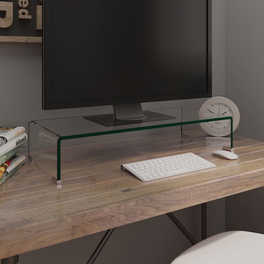 vidaXL TV Stand / Monitor Riser Glass Clear 27.6x11.8x5.1