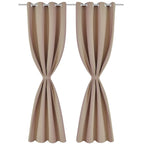 Vidaxl 2 Panels Cream Heavy Blackout Grommet Window Curtain Lined Drape Micro Satin