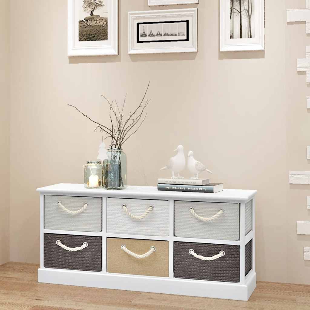 Vidaxl Storage Bench 6 Drawers Wood
