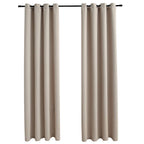 Vidaxl Beige Blackout Curtains With Rings - 54"X95" - Made From 100% Polyester - Easy To Install And Machine Washable - Set Of 2