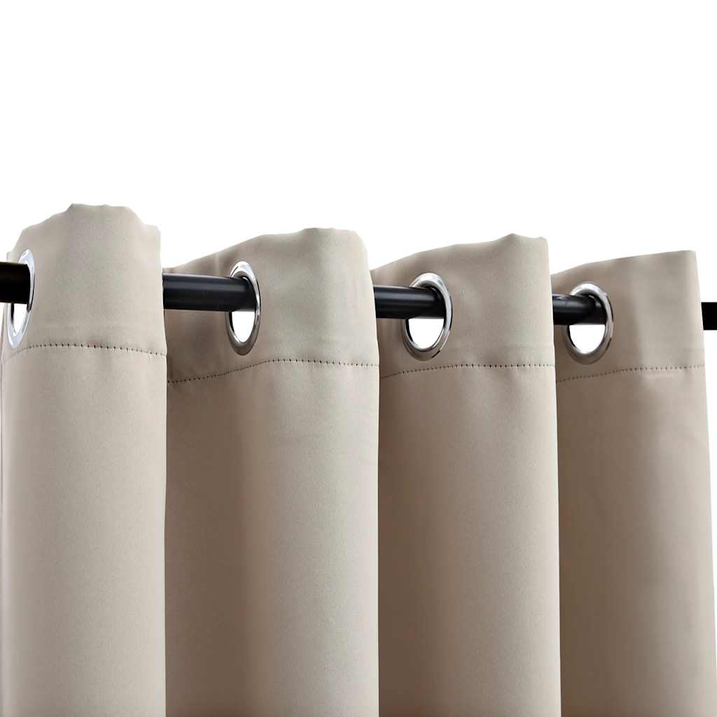 Vidaxl Beige Blackout Curtains With Rings - 54"X95" - Made From 100% Polyester - Easy To Install And Machine Washable - Set Of 2