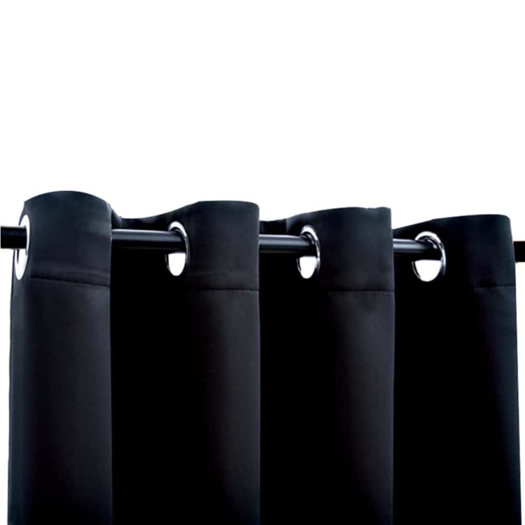 Vidaxl Elegant Blackout Curtains With Rings - 54"X63"- Black Fabric - 100% Polyester - Great For Privacy - Low Maintenance
