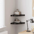 vidaXL Floating Corner Shelves 2 pcs High Gloss Black 13.8x13.8x1.5 MDF