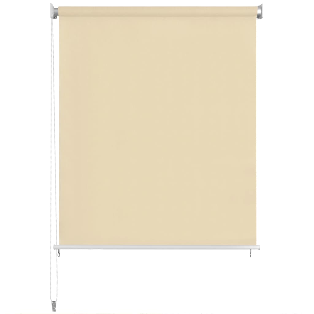 Vidaxl Outdoor Roller Blind, High-Density Polyethylene, Cream 94.5"X55.1", Uv Blocking, Air Flow Design, Child Safety Precautions