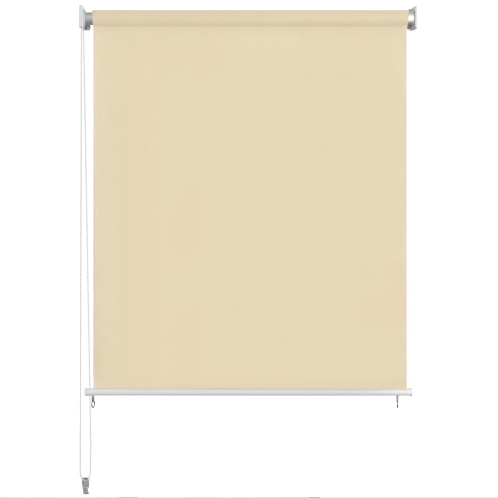 Vidaxl High-Density Polyethylene Fabric Outdoor Roller Blind 86.6"X90.6" – Easy To Install Sun Protection Cream Patio/Perch/Balcony Blind With Child Safety Mechanism