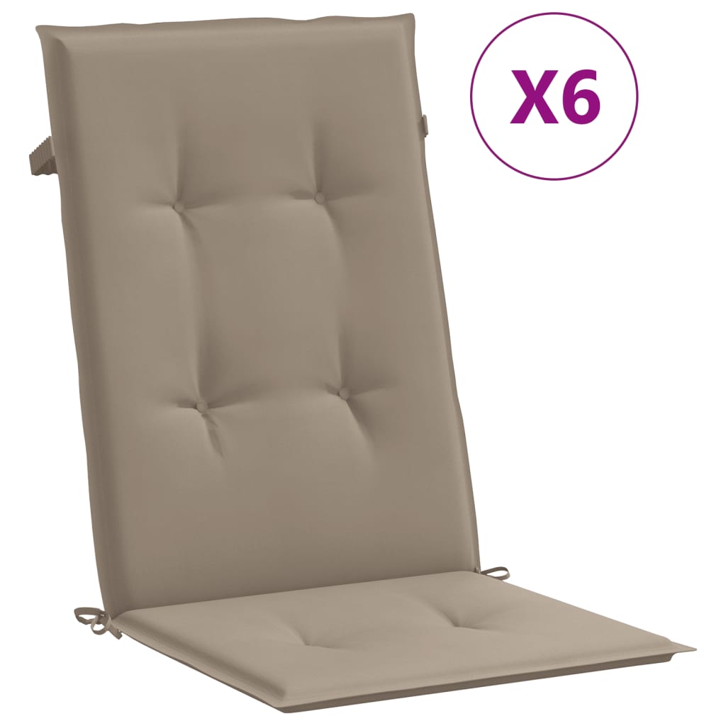 vidaXL Garden Chair Cushions 6 pcs Taupe 47.2x19.7x1.2