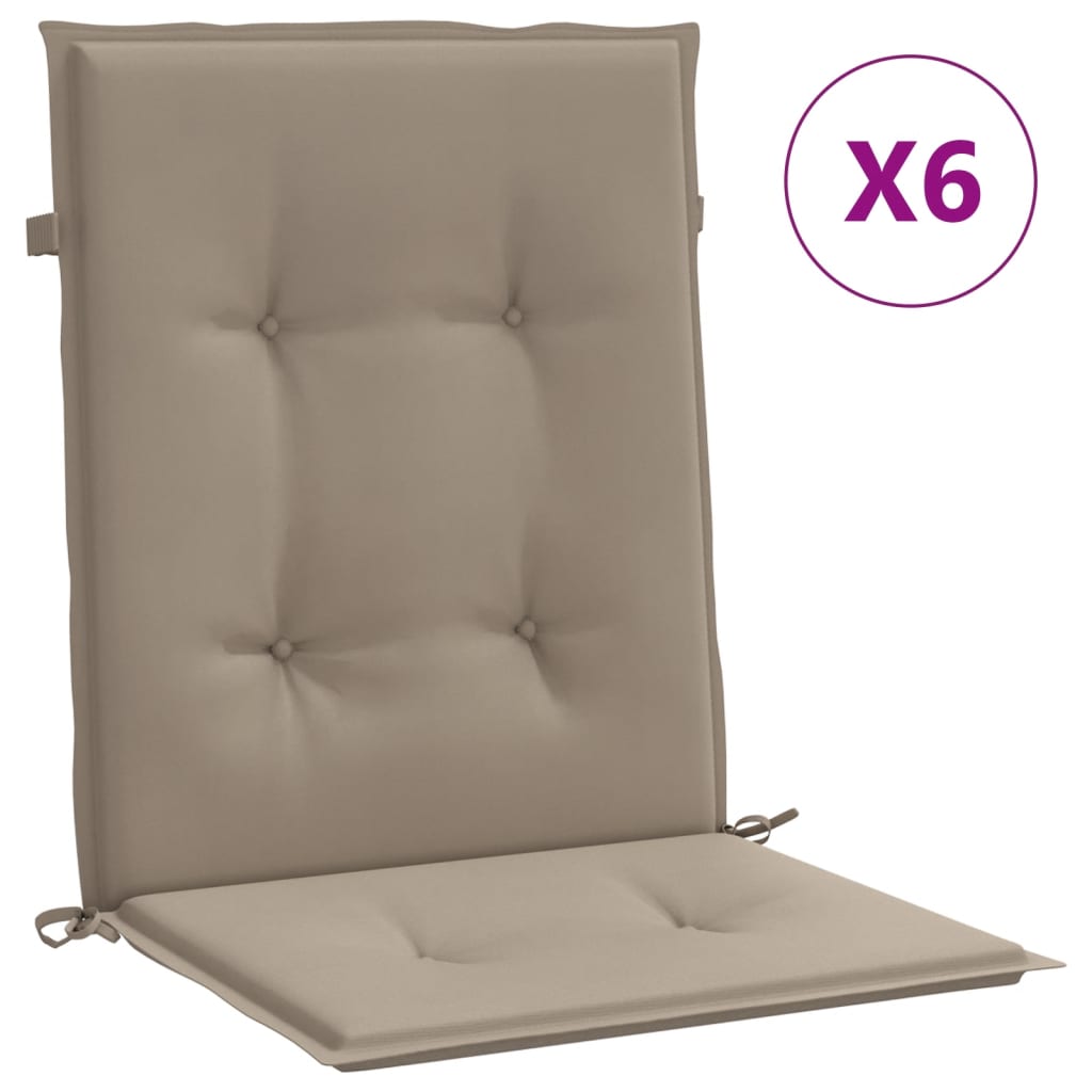 vidaXL Garden Chair Cushions 6 pcs Taupe 39.4x19.7x1.2